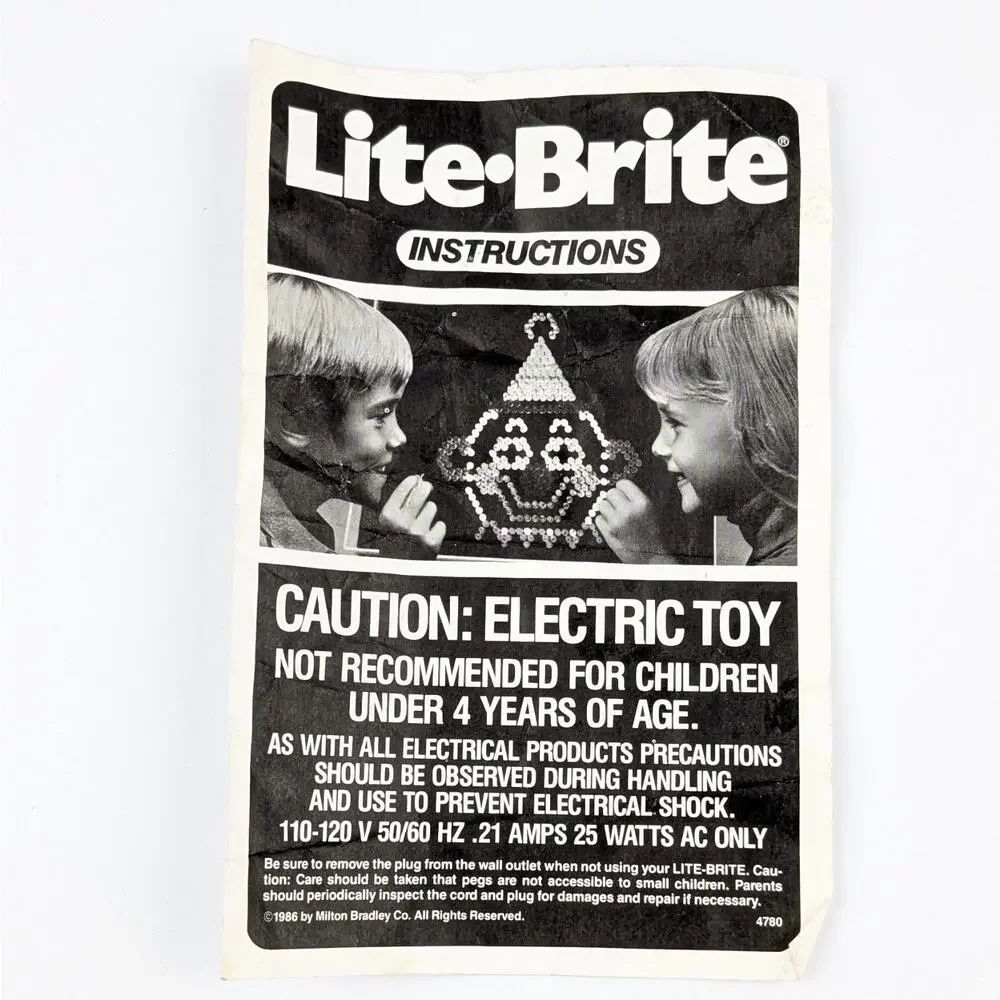 Vintage 1986 Lite Brite Milton Bradley WORKING w Box Pegs Patterns Tested - Picture 2 of 15